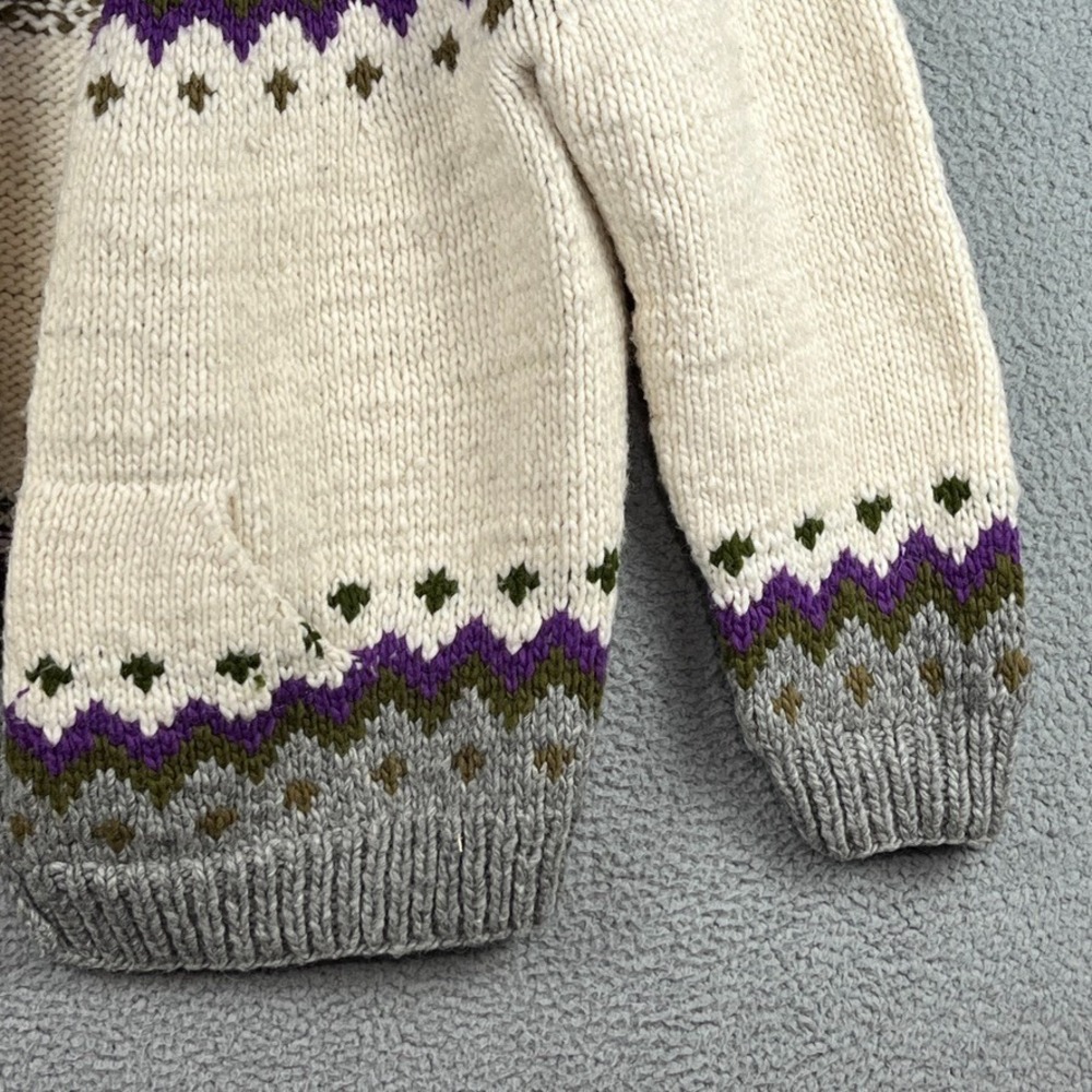 Imbabura Cardigan Cover Sweater Shawl 100% Wool Fair Isle Chunky Knit Womens M - Picture 3 of 11